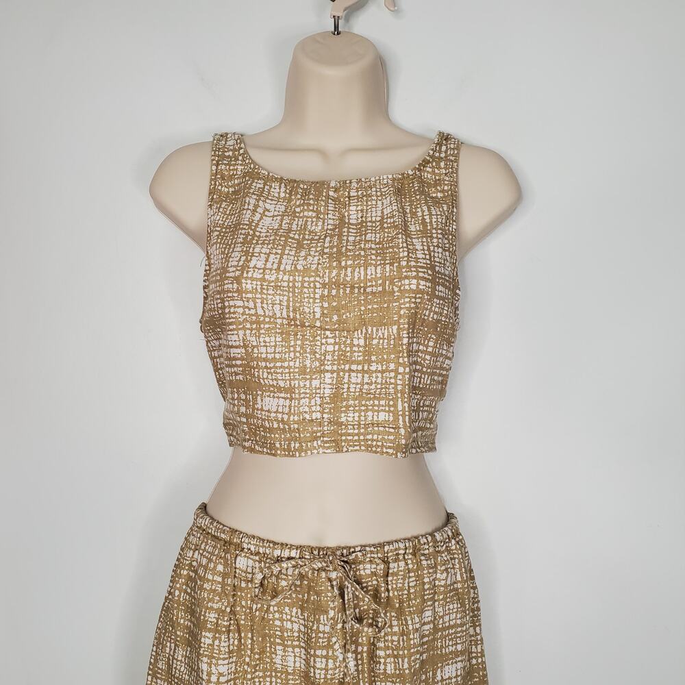 Reformation Amir Two Piece Skirt Set Tan Beige 100% Linen Back Slit Size Medium - Picture 7 of 15